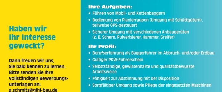 Baggerfahrer im Abbruch und Erdbau (m/w/d) (Vollzeit | Eppelborn)